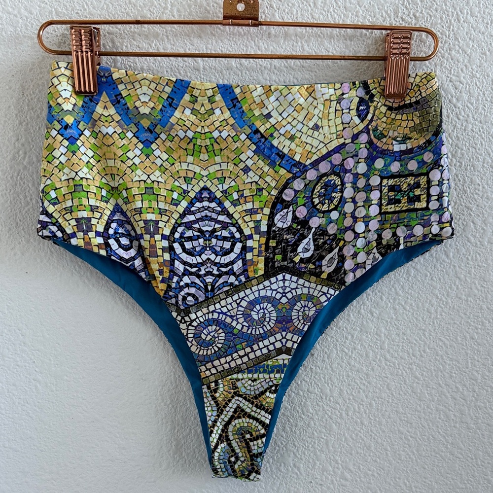 San Lorenzo Mosaic Pattern High-Waisted Bikini Bottom Medium